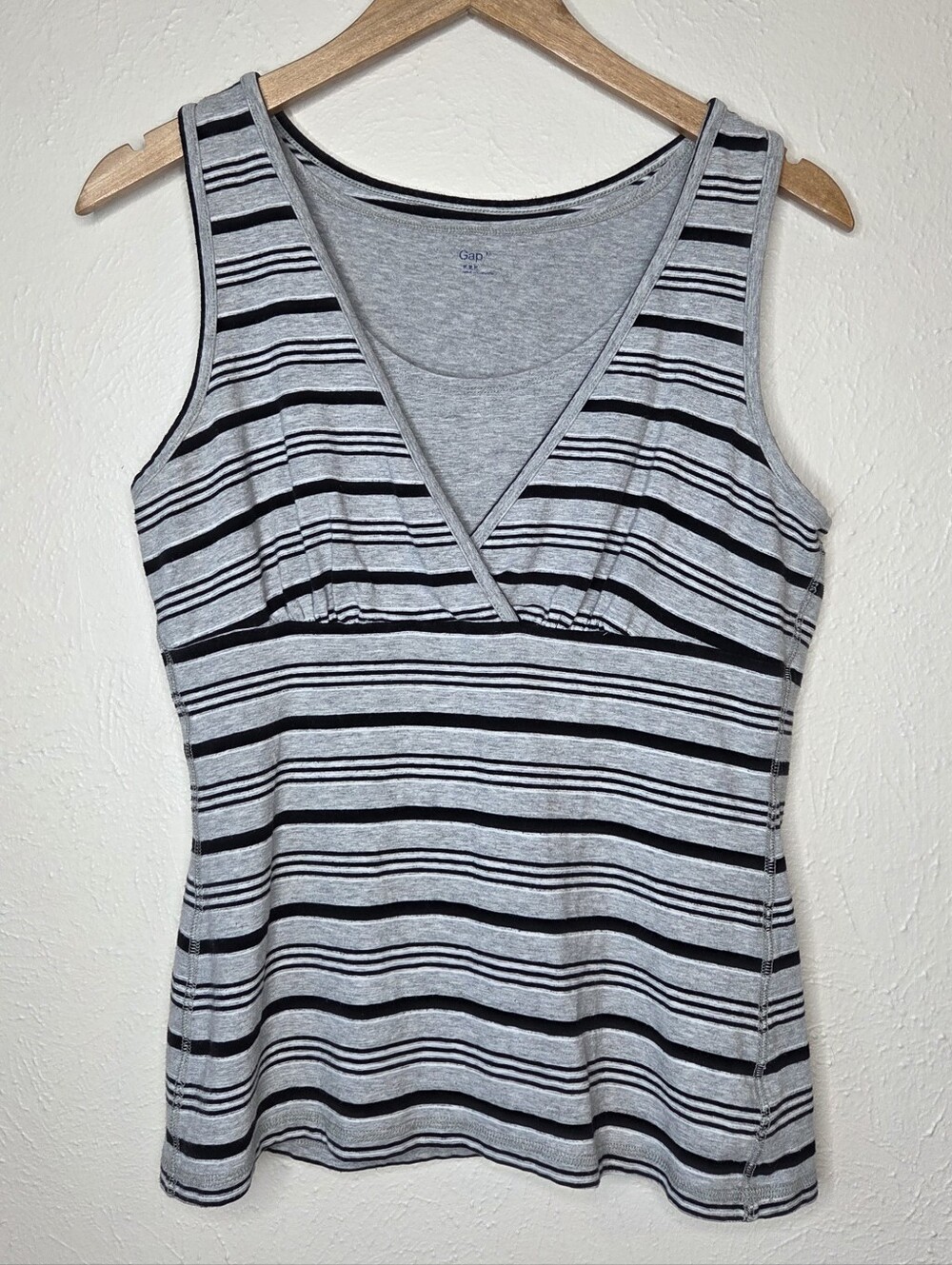 Y2K Gap Striped Layered Tank Top Medium Gray Black